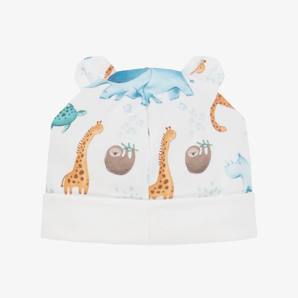 My Little Pie-Boys Ivory Animal Print Hat | Childrensalon Outlet
