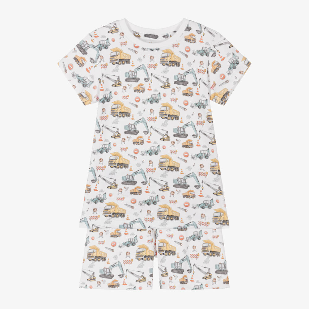 My Little Pie-Белая пижама из хлопка супима с экскаваторами для мальчиков | Childrensalon Outlet