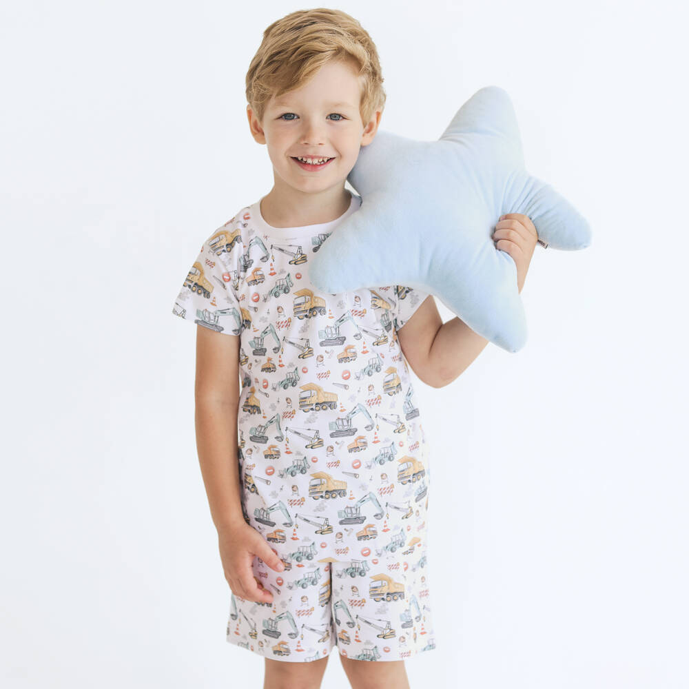 My Little Pie-Белая пижама из хлопка супима с экскаваторами для мальчиков | Childrensalon Outlet