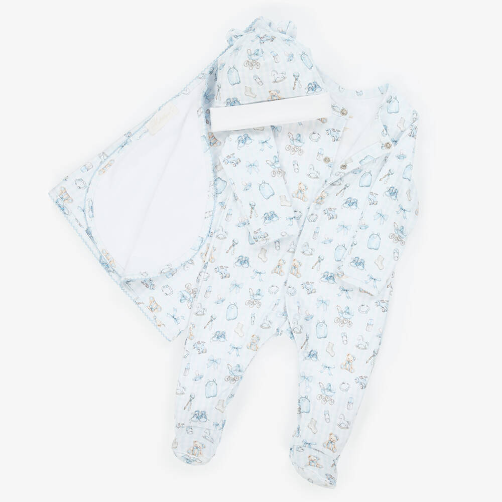 My Little Pie-Boys Luxurious Blue Checked Babysuit Ensemble | Childrensalon Outlet