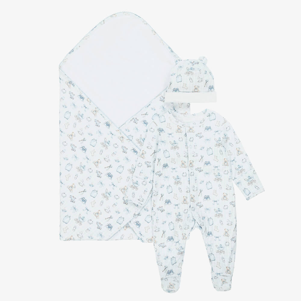 My Little Pie-Boys Luxurious Blue Checked Babysuit Ensemble | Childrensalon Outlet