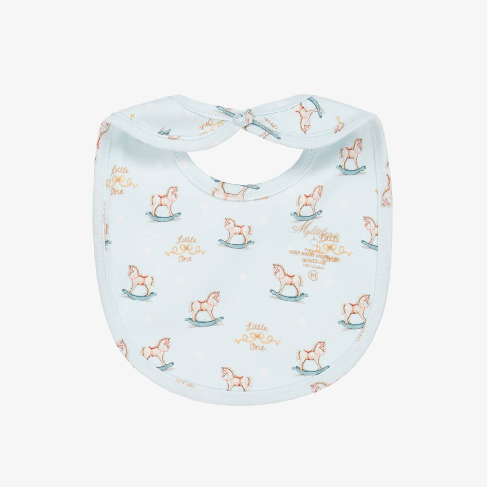 My Little Pie-Boys Pale Blue Rocking Horse Bib | Childrensalon Outlet
