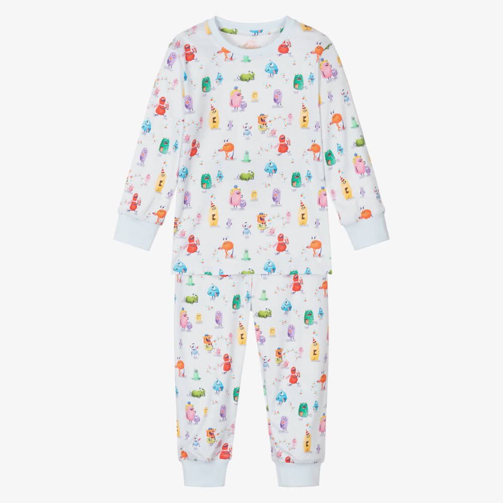 My Little Pie-Boys Pale Blue Supima Cotton Monsters Pyjamas | Childrensalon Outlet