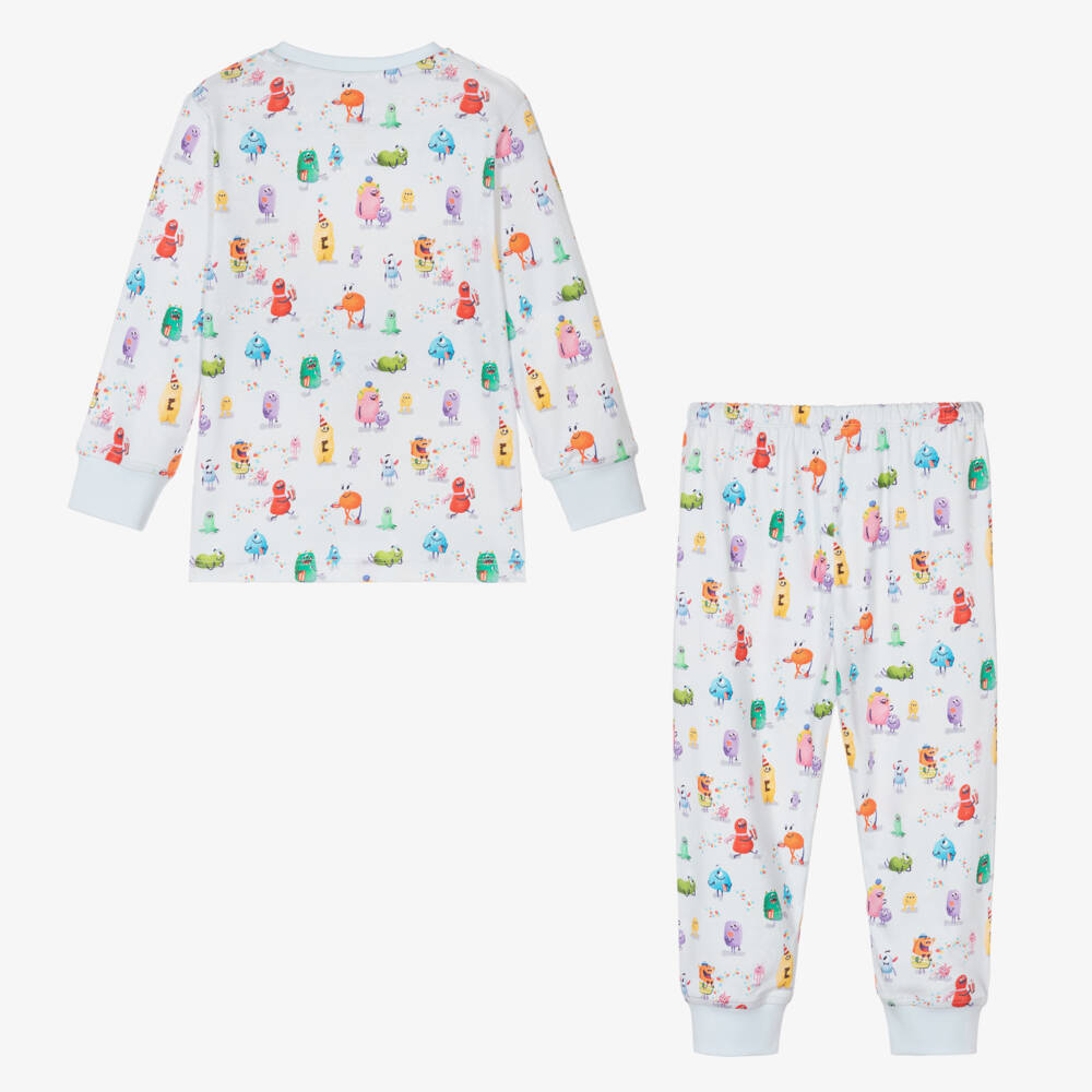 My Little Pie-Boys Pale Blue Supima Cotton Monsters Pyjamas | Childrensalon Outlet
