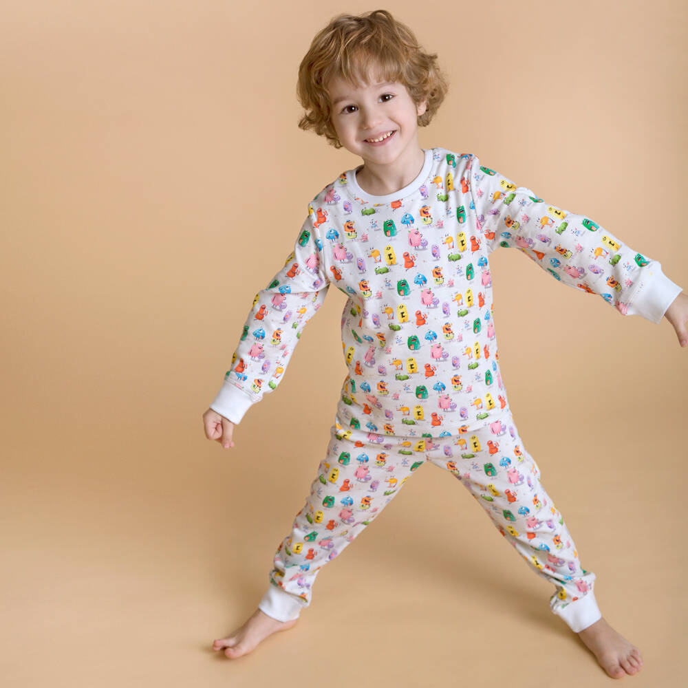 My Little Pie-Boys Pale Blue Supima Cotton Monsters Pyjamas | Childrensalon Outlet