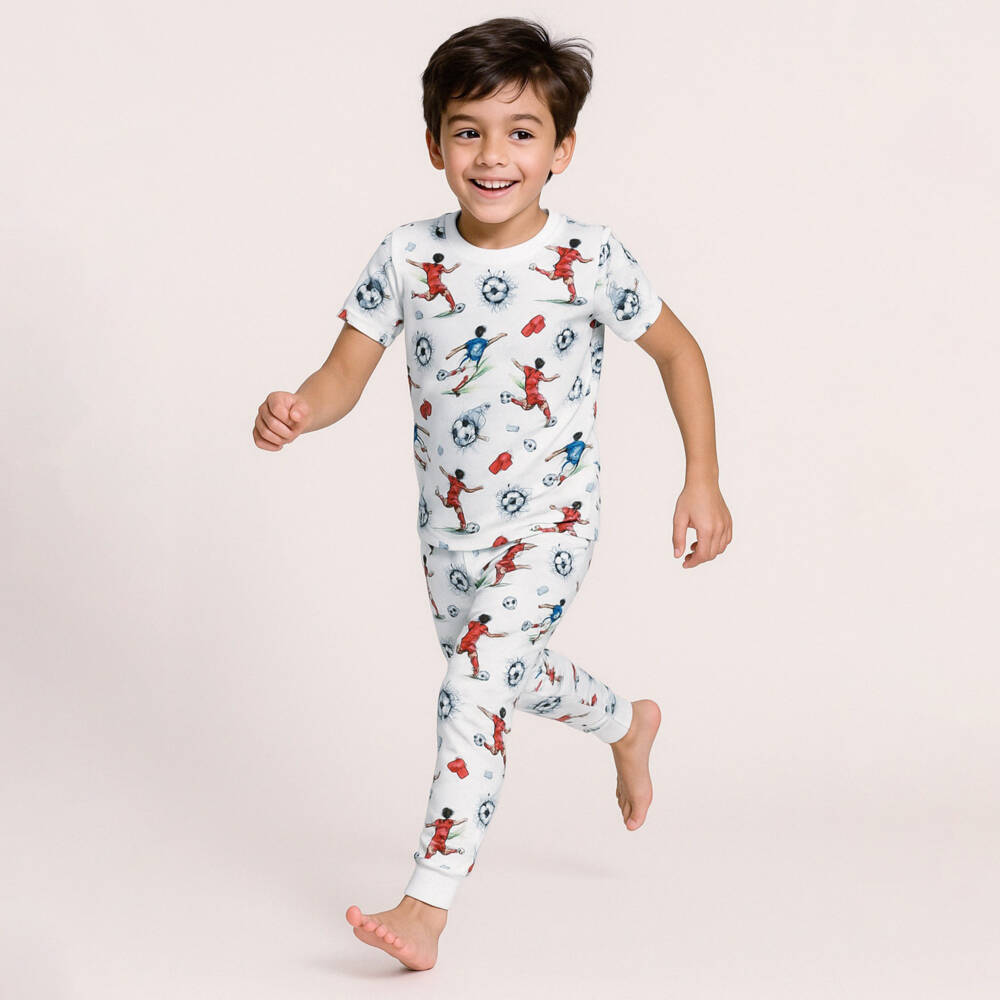 My Little Pie-Boys Soft White Football Sleepwear | Childrensalon Outlet