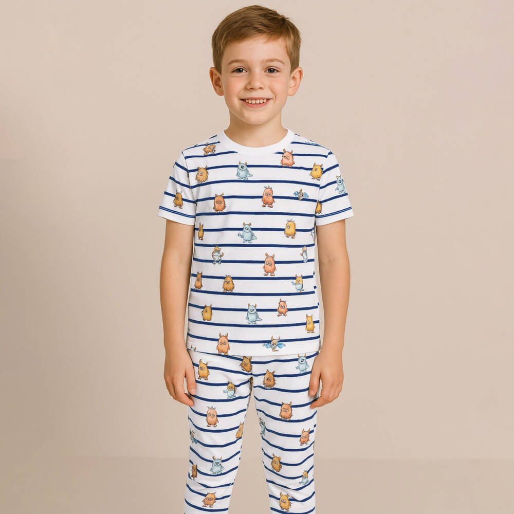 My Little Pie-Boys Supima Cotton White Long Nightwear | Childrensalon Outlet