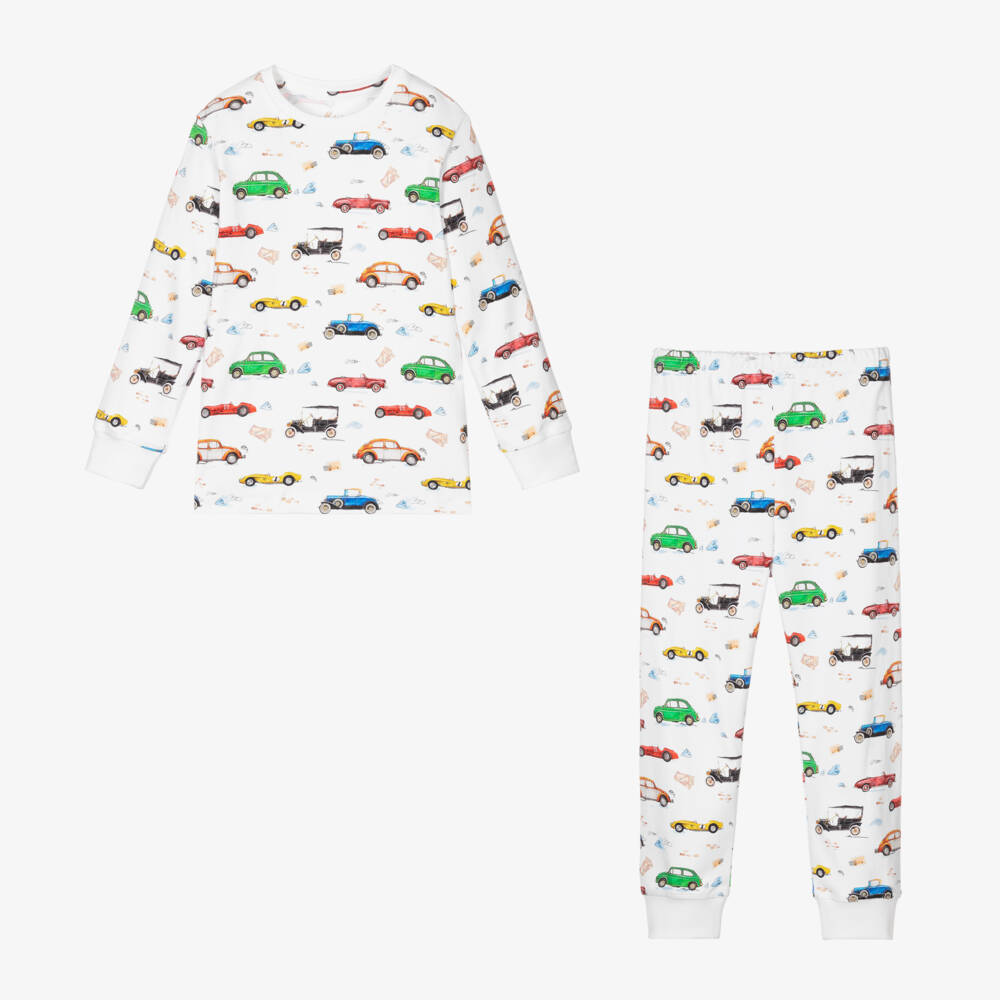 My Little Pie-Boys White Retro Cars Pyjamas | Childrensalon Outlet