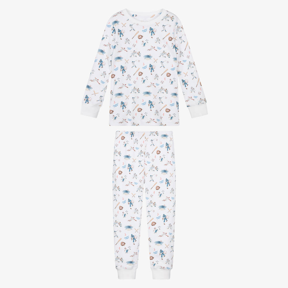 My Little Pie-Boys White Supima Cotton Baseball Pyjamas | Childrensalon Outlet