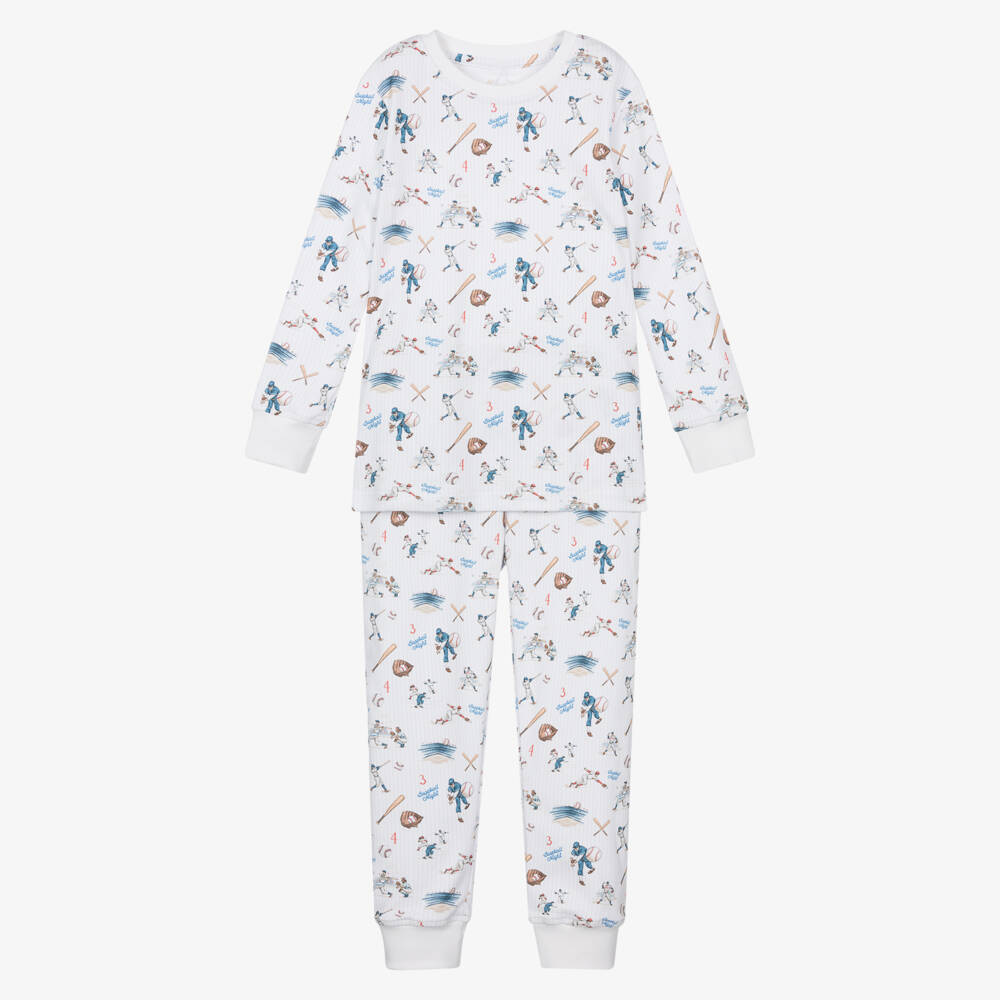 My Little Pie-Boys White Supima Cotton Baseball Pyjamas | Childrensalon Outlet