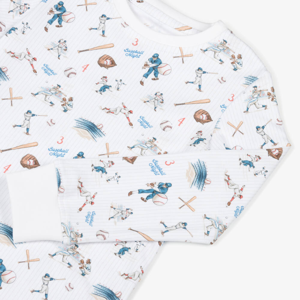 My Little Pie-Boys White Supima Cotton Baseball Pyjamas | Childrensalon Outlet