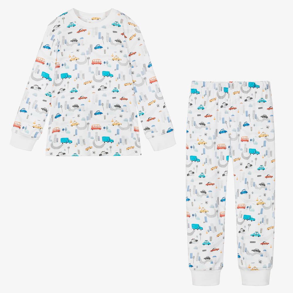 My Little Pie Boys White Supima Cotton City Life Pyjamas