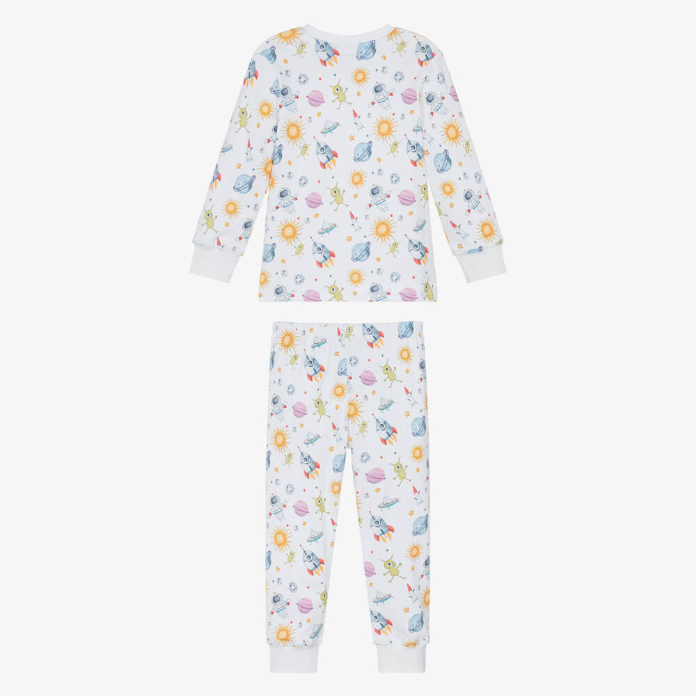 My Little Pie-Boys White Supima Cotton Space Print Pyjamas | Childrensalon Outlet