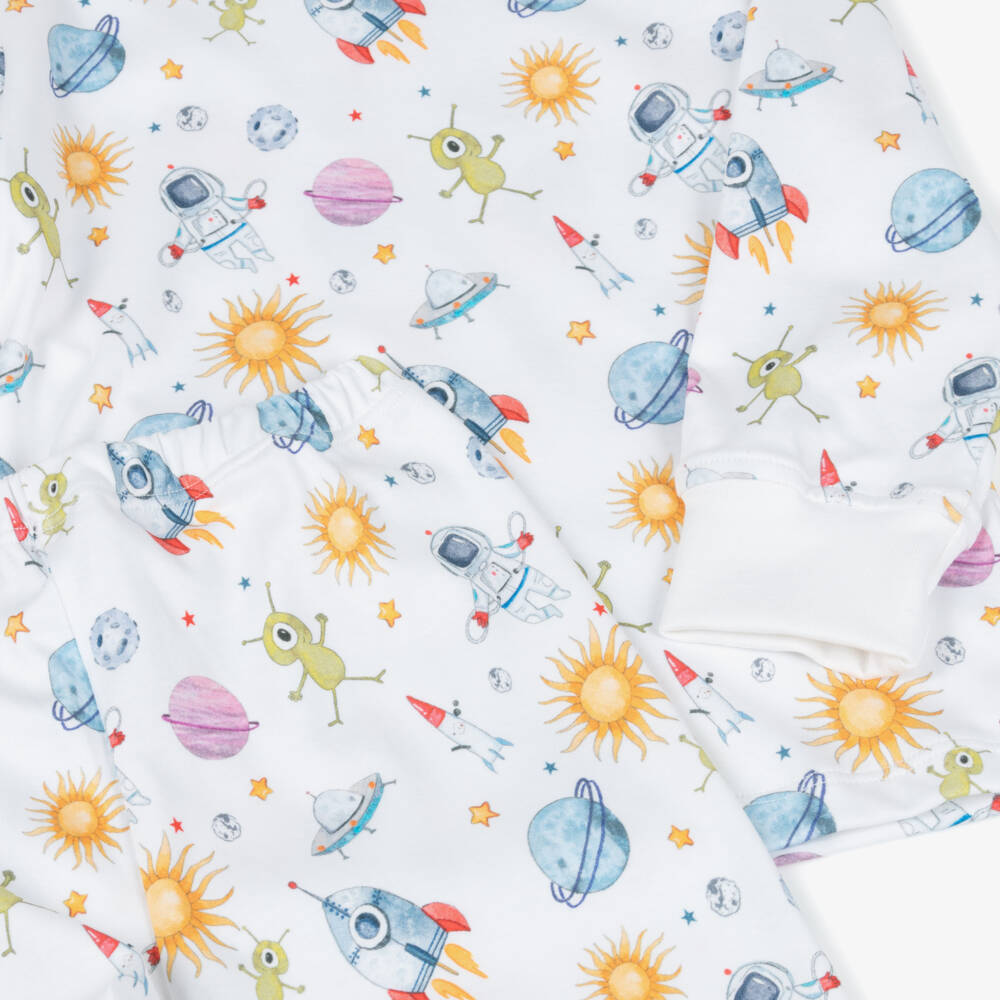 My Little Pie-Boys White Supima Cotton Space Print Pyjamas | Childrensalon Outlet