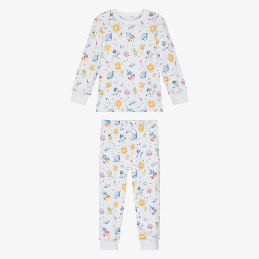 My Little Pie-Boys White Supima Cotton Space Print Pyjamas | Childrensalon Outlet