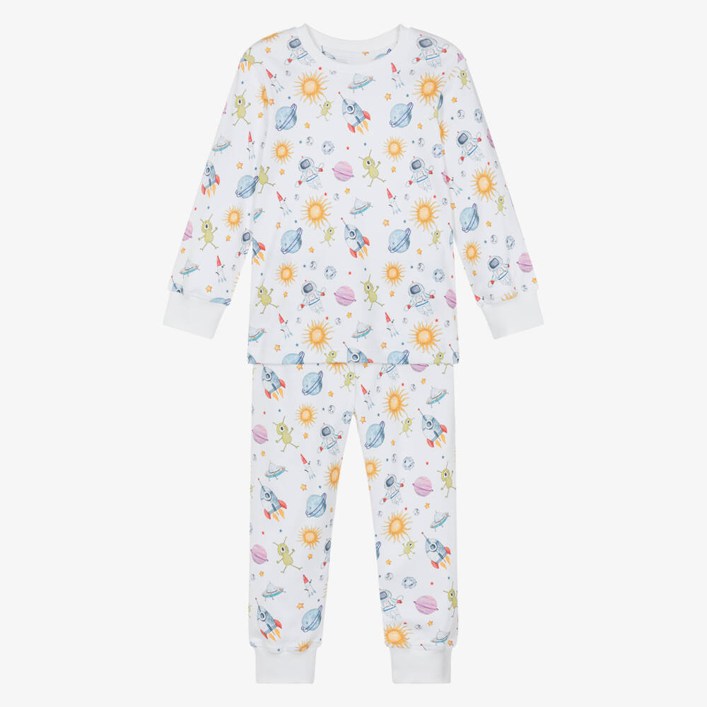 My Little Pie-Boys White Supima Cotton Space Print Pyjamas | Childrensalon Outlet