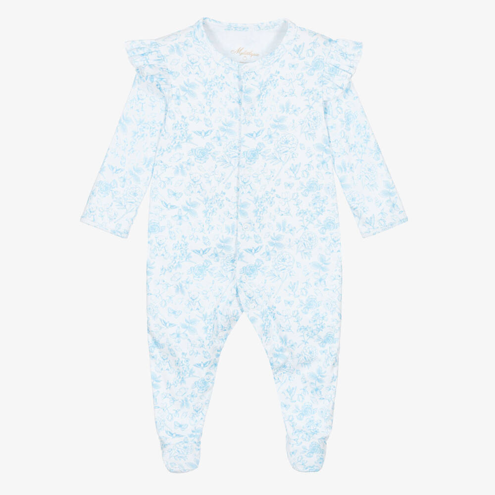 My Little Pie-Girls Blue & White Supima Cotton Chloe Print Babygrow | Childrensalon Outlet
