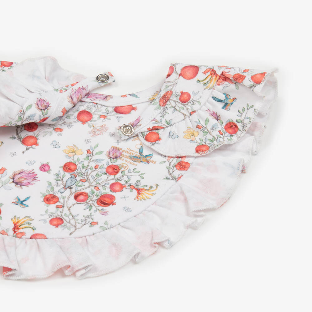 My Little Pie-Girls Ivory Cotton Floral Bib | Childrensalon Outlet