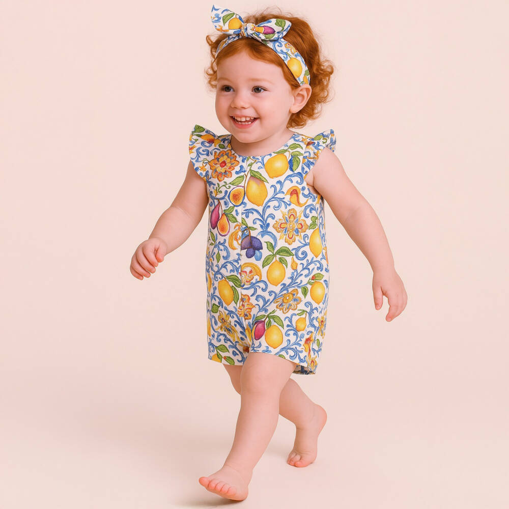 My Little Pie-Girls Mediterranean Print Cotton Shortie Set | Childrensalon Outlet