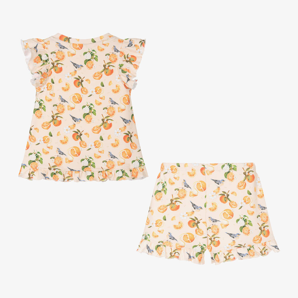 ماي ليتل باي-بيجاما شورت قطن عضوي لون برتقالي فاتح للبنات | Childrensalon Outlet