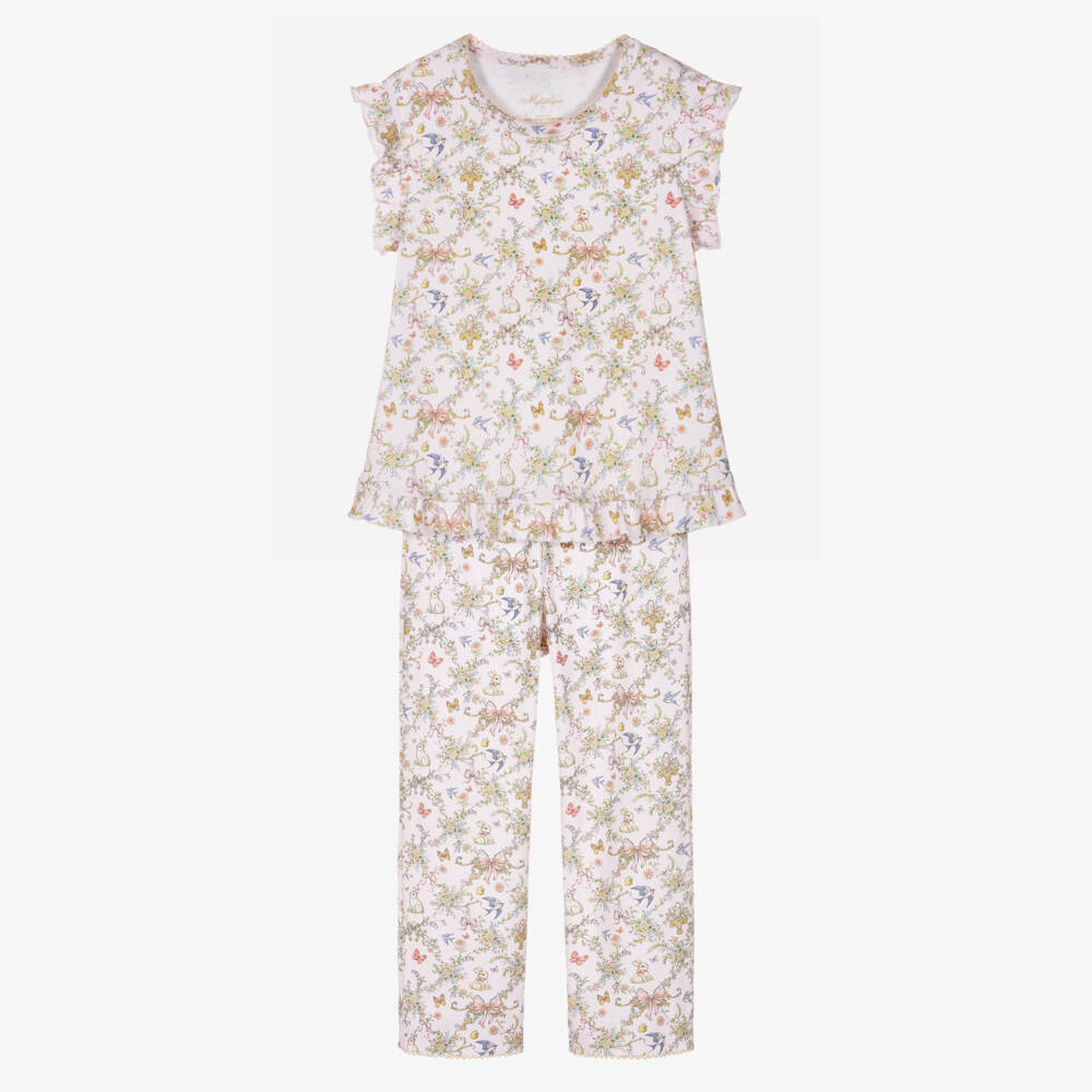 My Little Pie-Girls Pale Pink Cotton Jersey Petal Pyjamas | Childrensalon Outlet