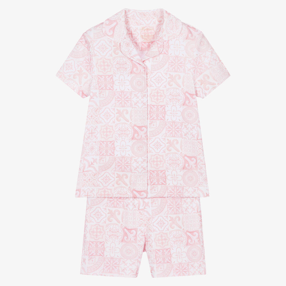 My Little Pie-Girls Pink Amalfi Print Supima Cotton Short Pyjamas | Childrensalon Outlet