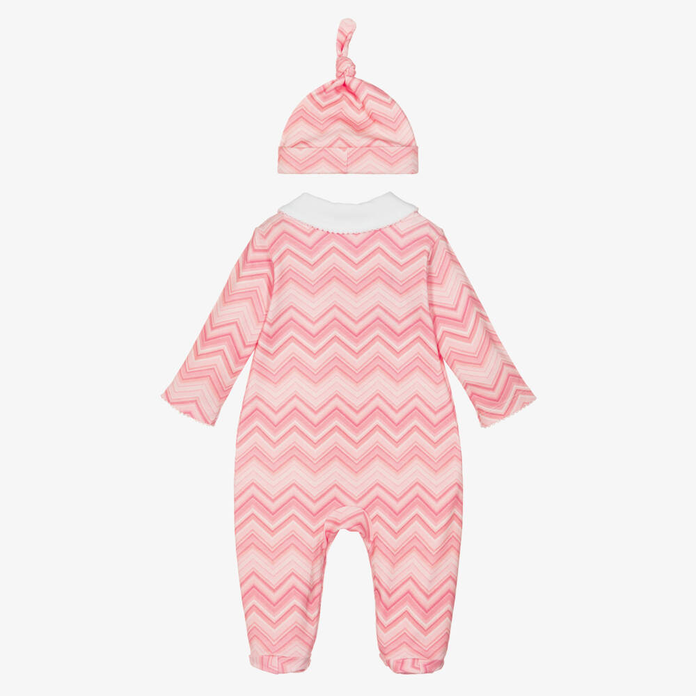My Little Pie-Girls Pink Supima Cotton Zigzag Babygrow & Hat Set | Childrensalon Outlet