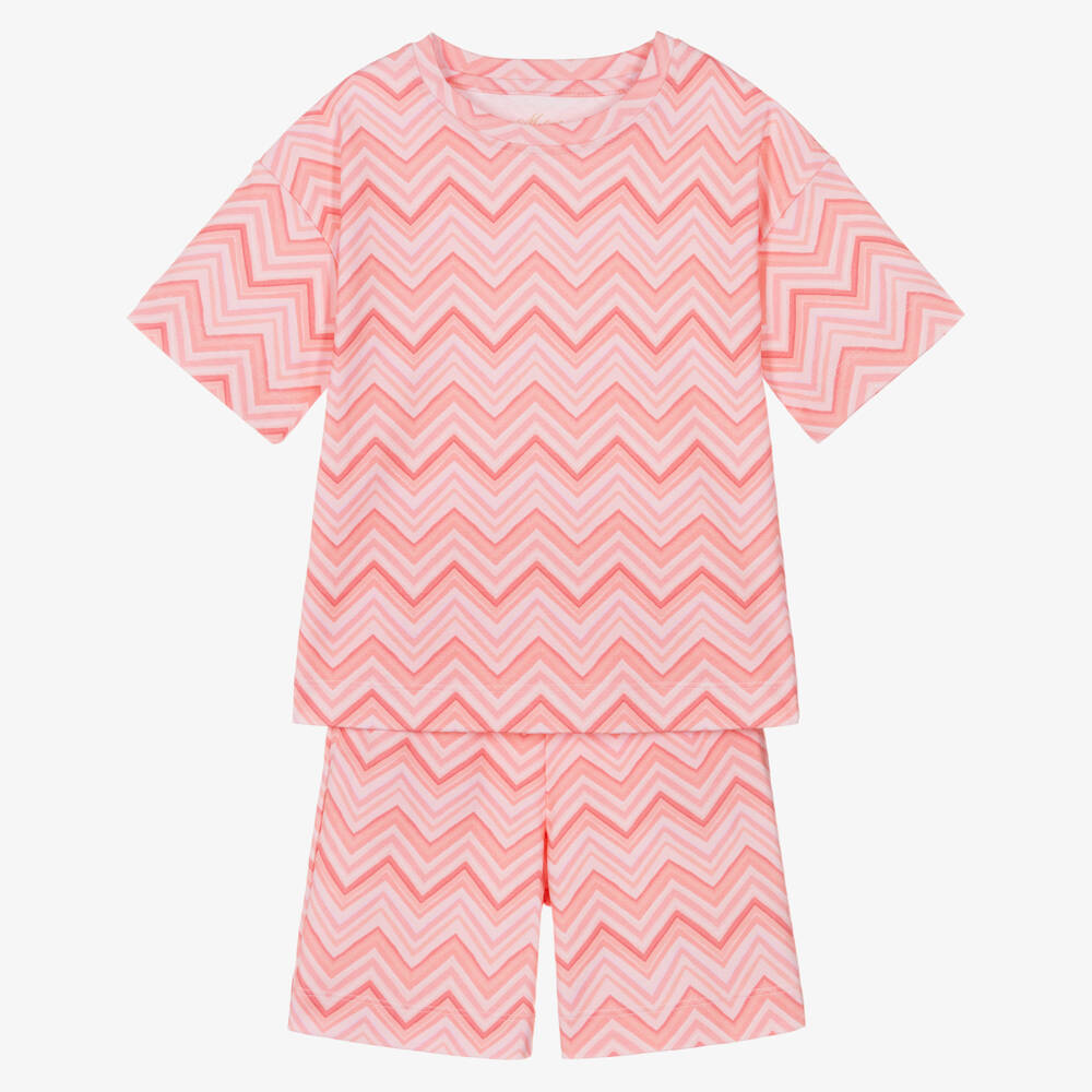 My Little Pie-Girls Pink Zigzag Print Supima Cotton Pyjamas | Childrensalon Outlet