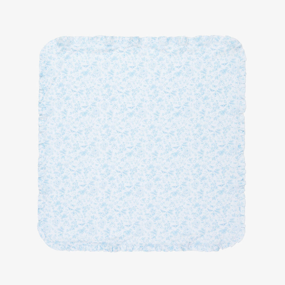 My Little Pie-Girls White & Blue Floral Print Supima Cotton Blanket (80cm) | Childrensalon Outlet