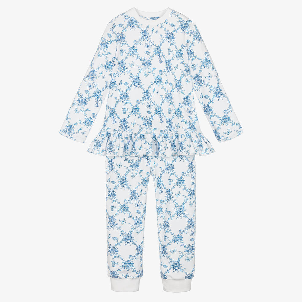 My Little Pie - Girls White & Blue Supima Florence Pyjamas | Childrensalon
