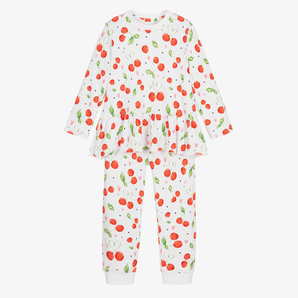 My Little Pie - Girls White Cherry Supima Cotton Pyjamas | Childrensalon