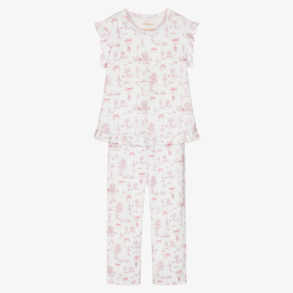My Little Pie-Girls White & Pink Cotton Jersey Swan Lake Pyjamas | Childrensalon Outlet