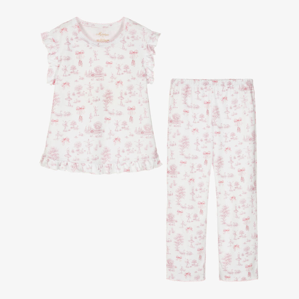 My Little Pie-Girls White & Pink Cotton Jersey Swan Lake Pyjamas | Childrensalon Outlet