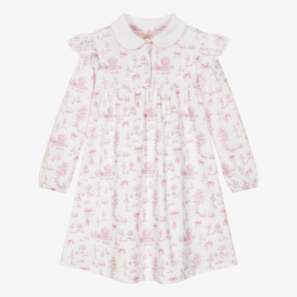 My Little Pie-Girls White & Pink Supima Cotton Swan Lake Nightdress | Childrensalon Outlet