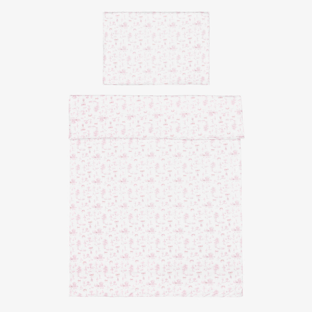 My Little Pie-Girls White & Pink Swan Lake Supima Cotton Cot Bed Set | Childrensalon Outlet