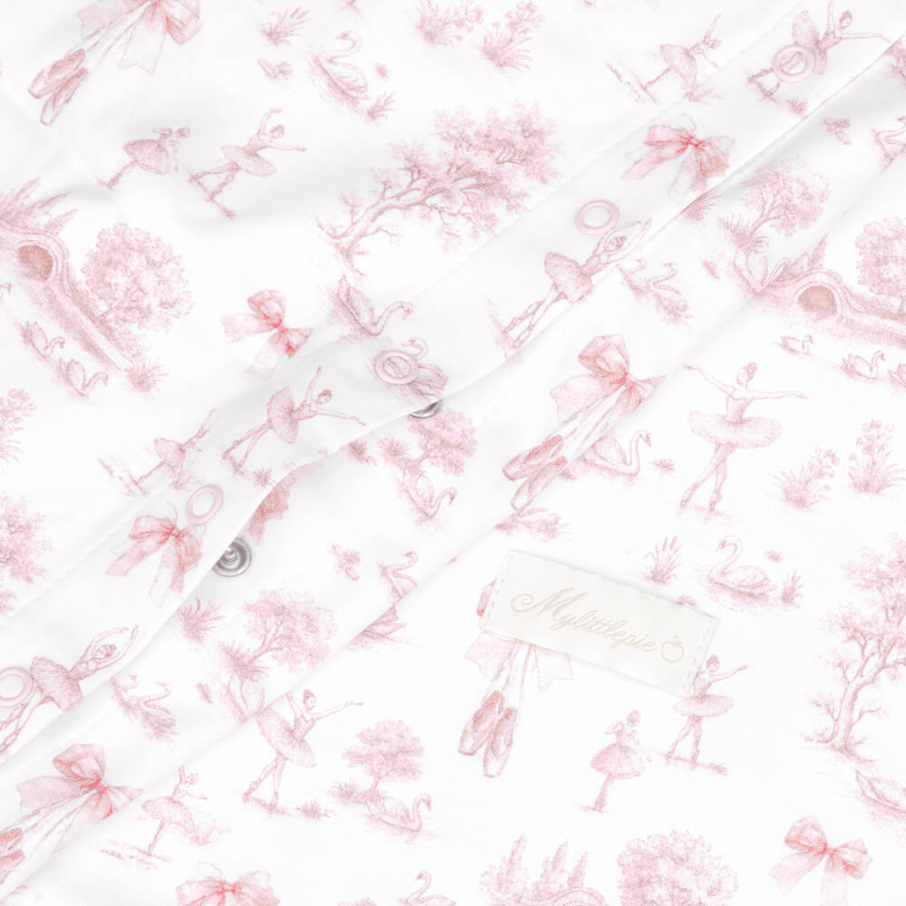 My Little Pie-Girls White & Pink Swan Lake Supima Cotton Cot Bed Set | Childrensalon Outlet