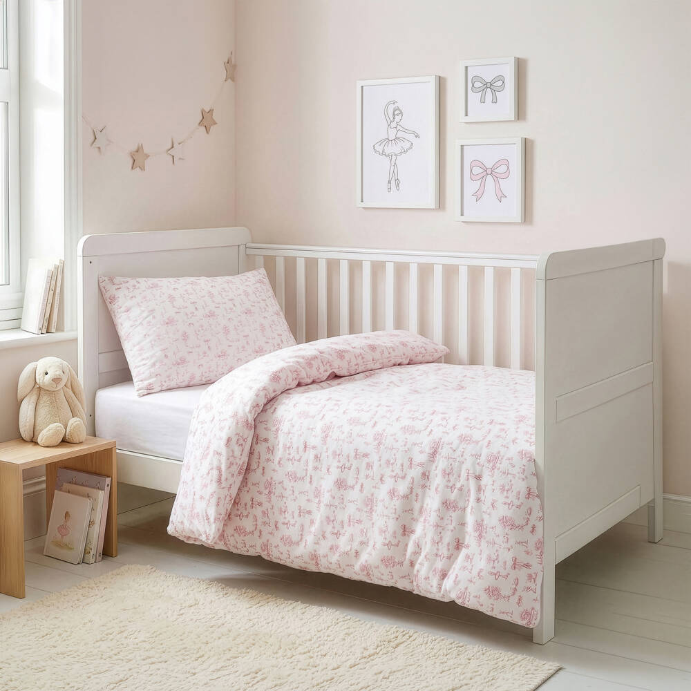 My Little Pie-Girls White & Pink Swan Lake Supima Cotton Cot Bed Set | Childrensalon Outlet