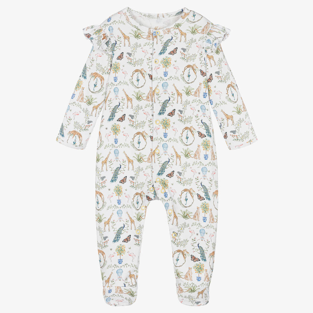 My Little Pie - Girls White Supima Bohemian Babygrow | Childrensalon