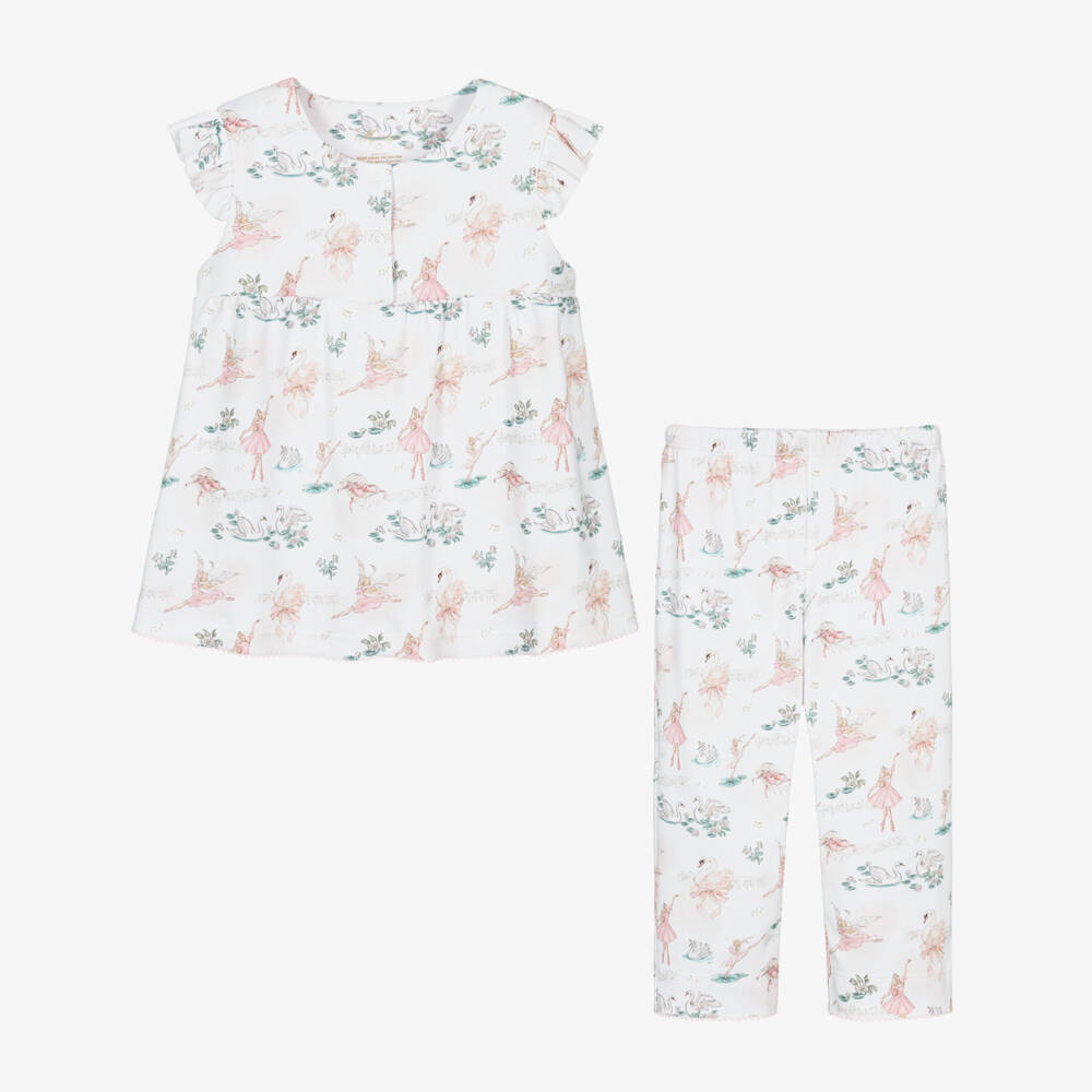 My Little Pie-Girls White Supima Cotton Ballerina Print Pyjamas | Childrensalon Outlet