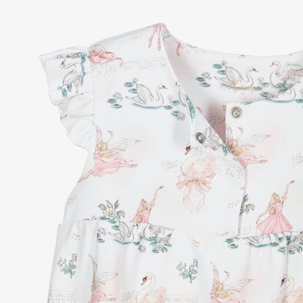 My Little Pie-Girls White Supima Cotton Ballerina Print Pyjamas | Childrensalon Outlet