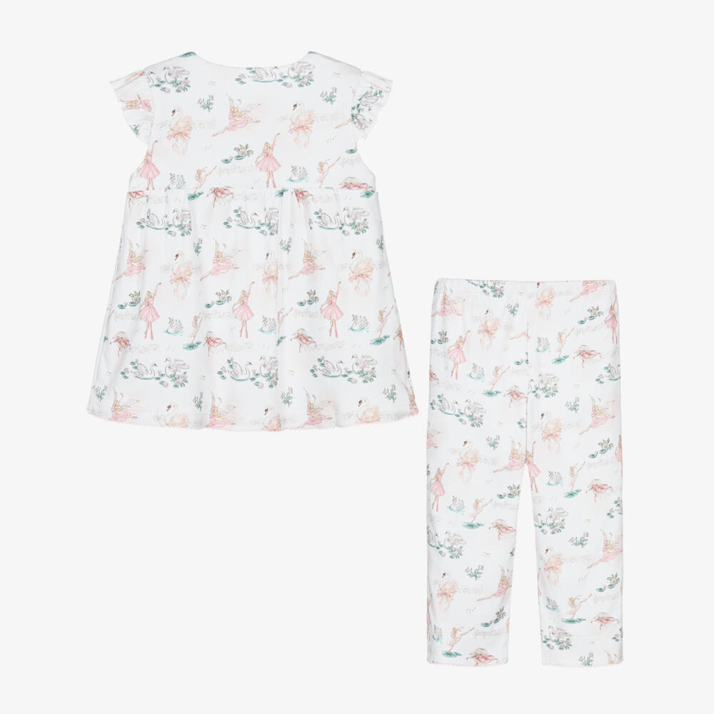 My Little Pie-Girls White Supima Cotton Ballerina Print Pyjamas | Childrensalon Outlet