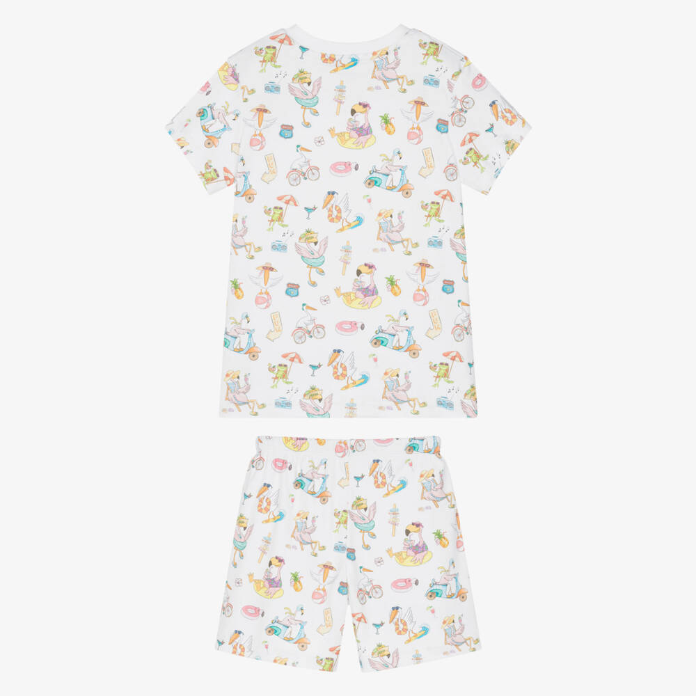 My Little Pie-Girls White Supima Cotton Beach Vacation Short Pyjamas | Childrensalon Outlet