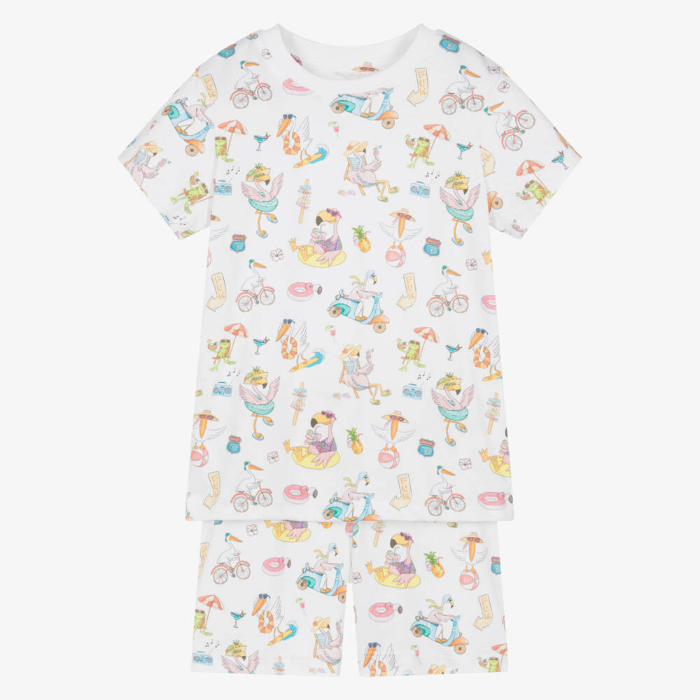 My Little Pie-Girls White Supima Cotton Beach Vacation Short Pyjamas | Childrensalon Outlet