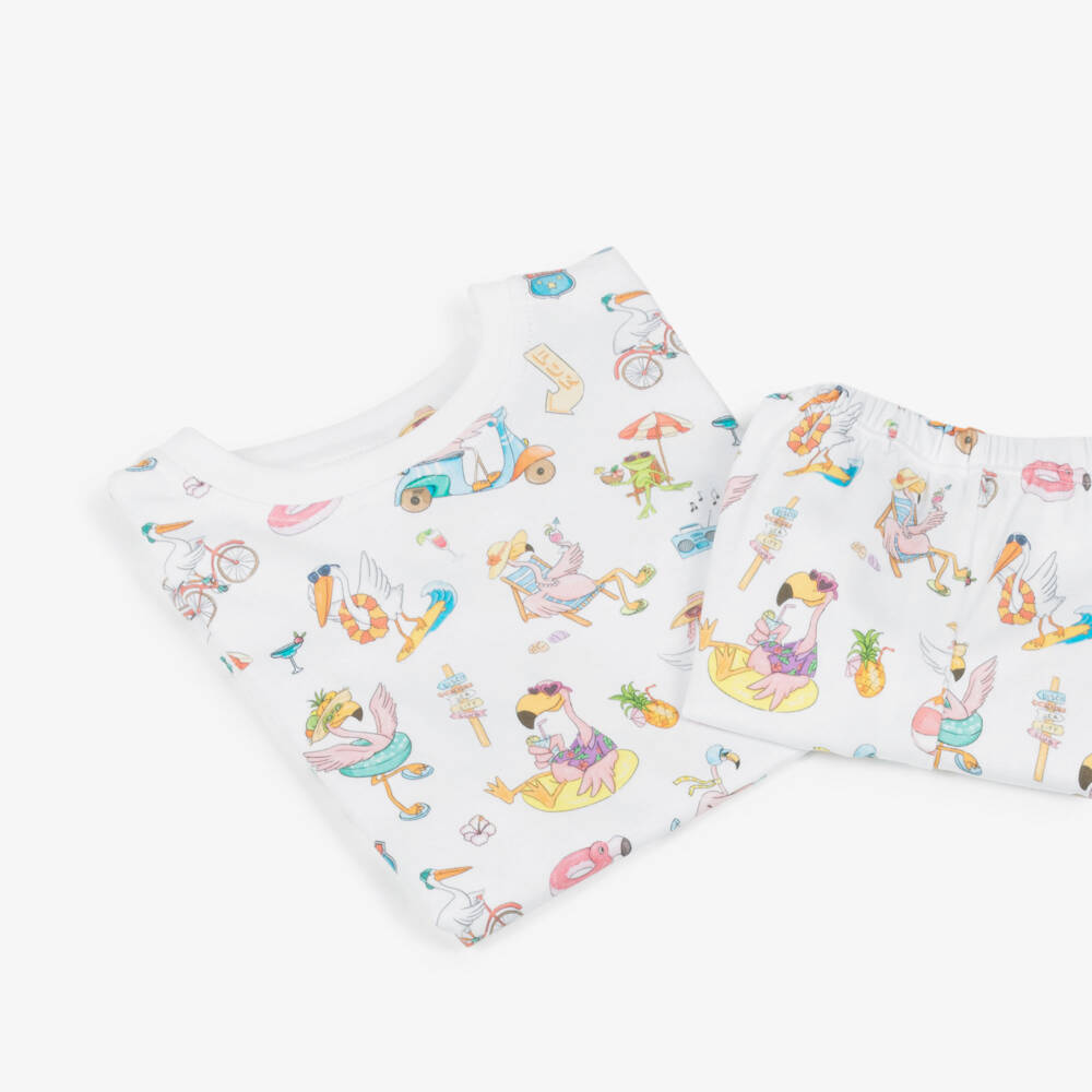 My Little Pie-Girls White Supima Cotton Beach Vacation Short Pyjamas | Childrensalon Outlet
