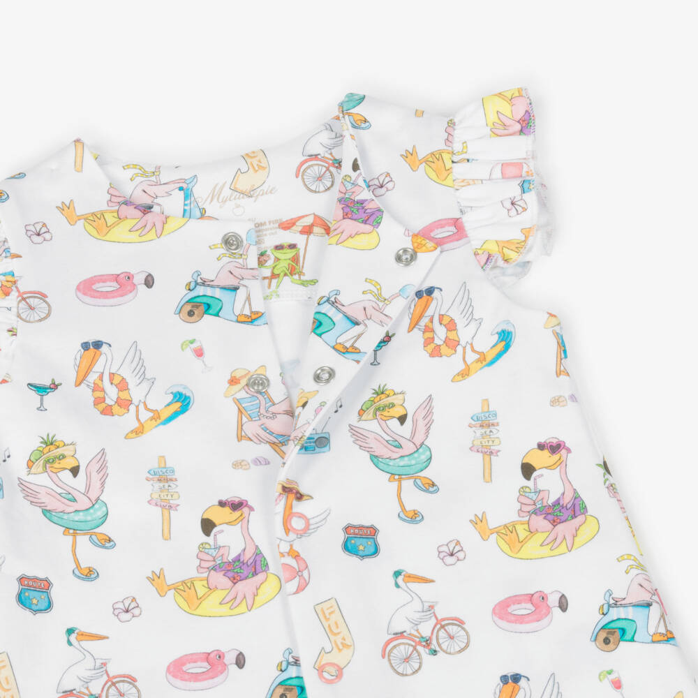 My Little Pie-Girls White Supima Cotton Beach Vacation Shortie | Childrensalon Outlet