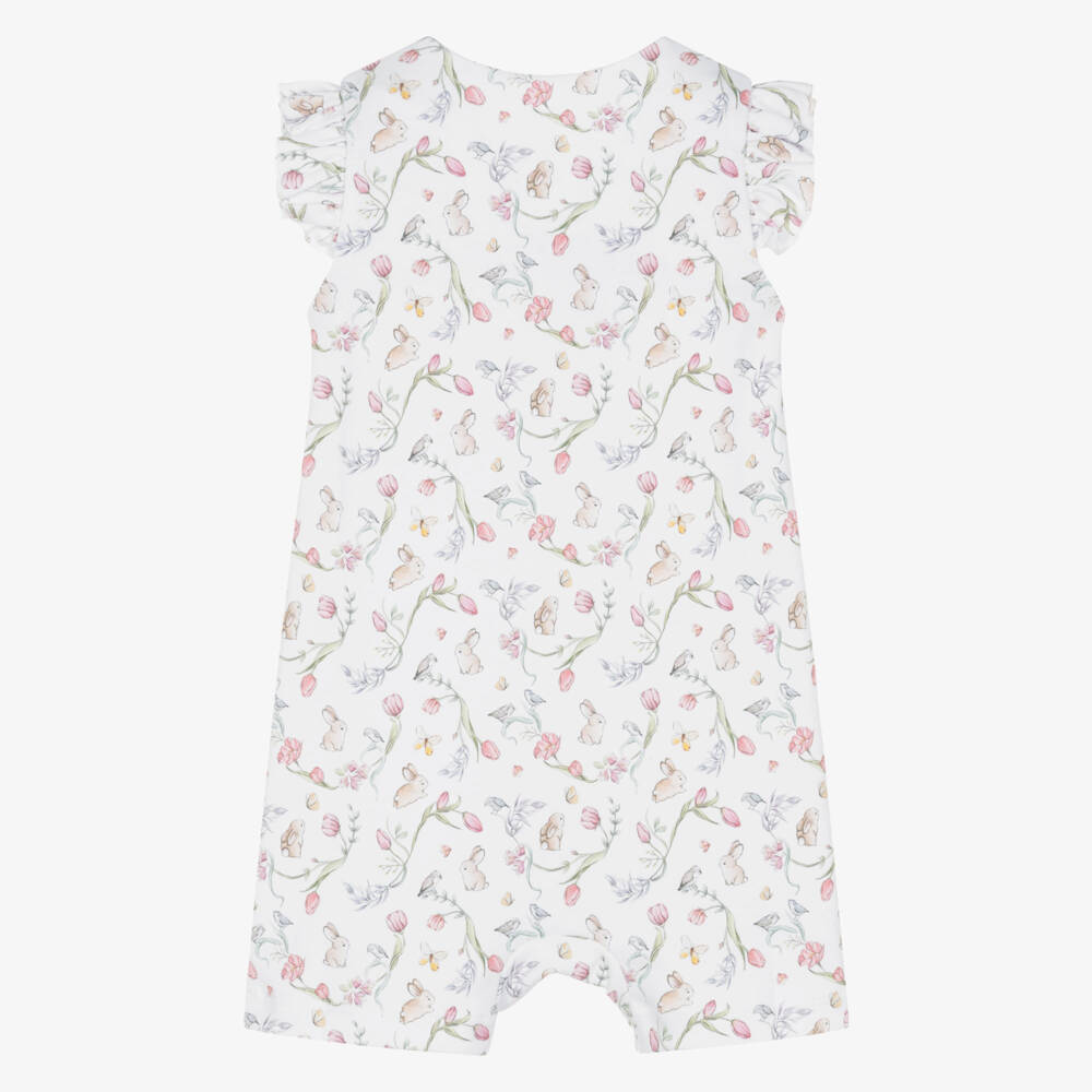 My Little Pie-Girls White Supima Cotton Blossom Pink Shortie | Childrensalon Outlet