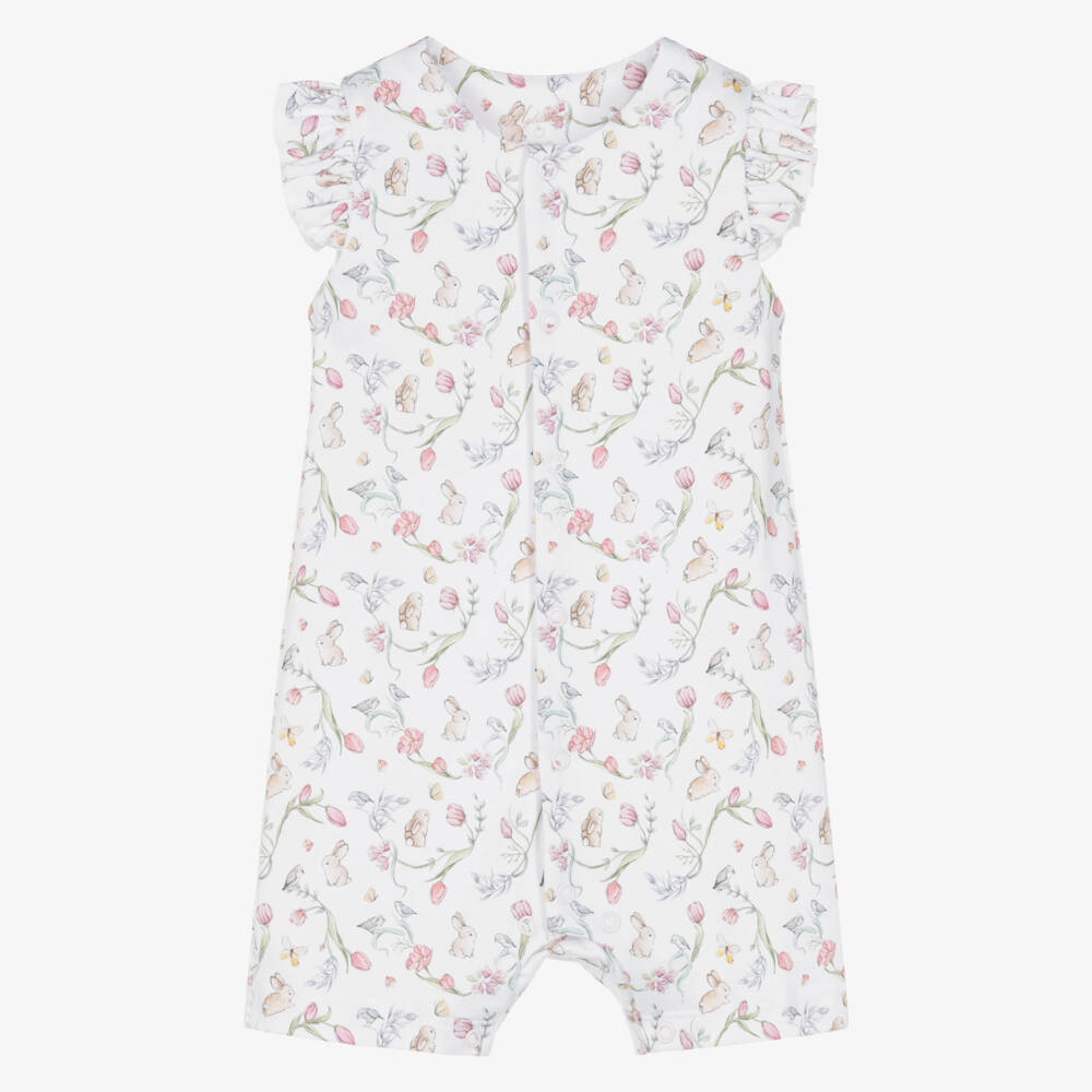 My Little Pie-Girls White Supima Cotton Blossom Pink Shortie | Childrensalon Outlet