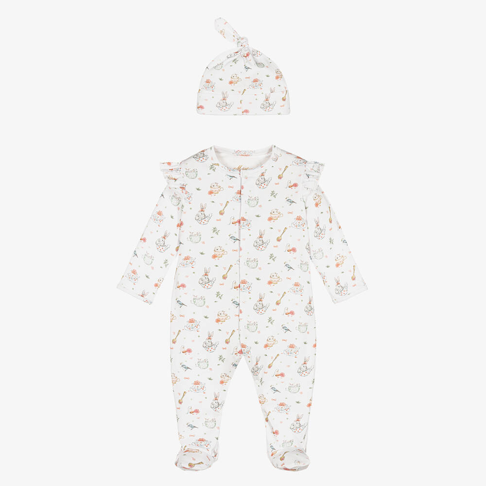 My Little Pie - Girls White Supima Cotton Minty Babygrow Set | Childrensalon