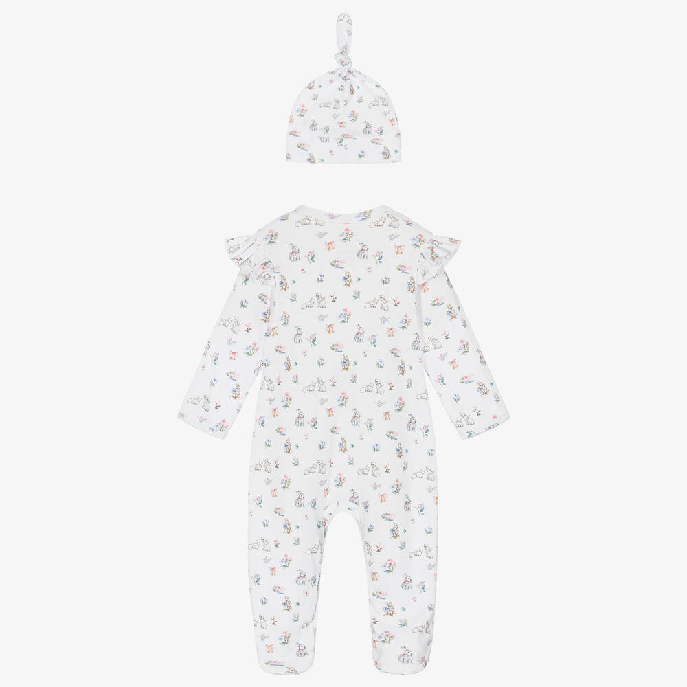 My Little Pie-Белый комбинезон и шапочка из хлопка супима с кроликами | Childrensalon Outlet