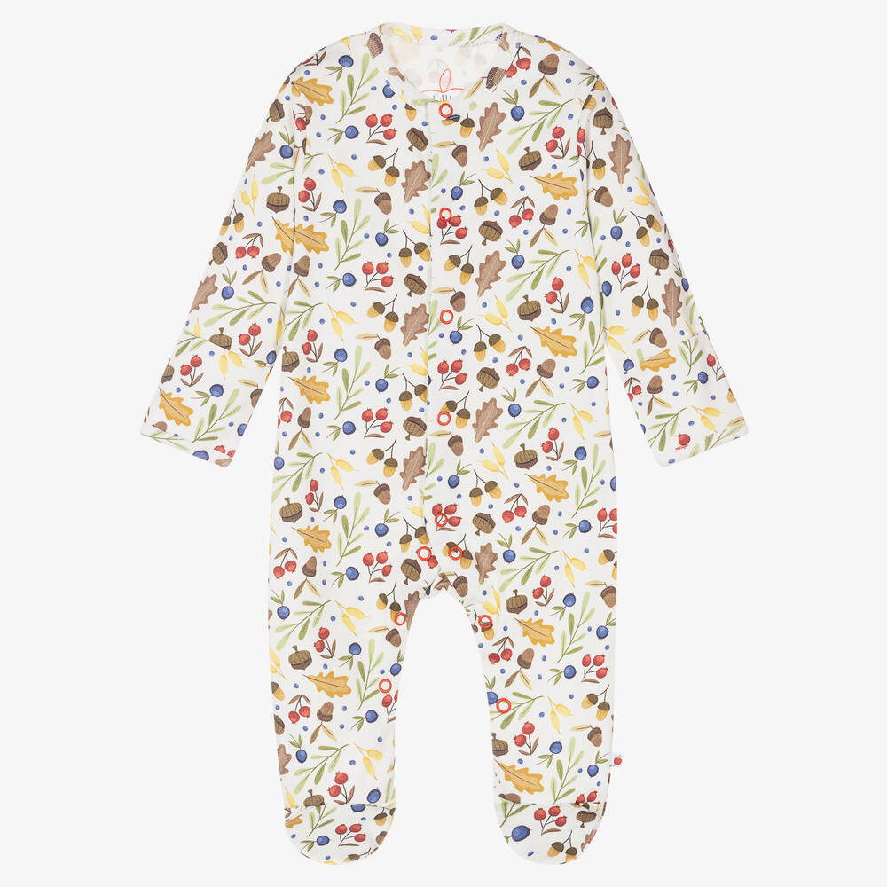 My Little Pie - Ivory Acorns Cotton Babygrow | Childrensalon